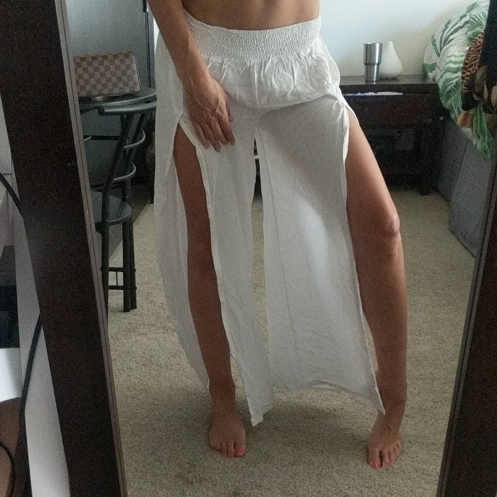 White Split Pants
